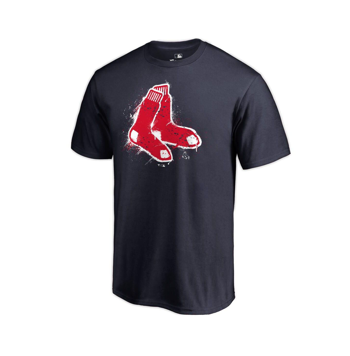 Мужская футболка Fanatics Mto Label Navy Boston Red Sox Splatter Logo — фото 3