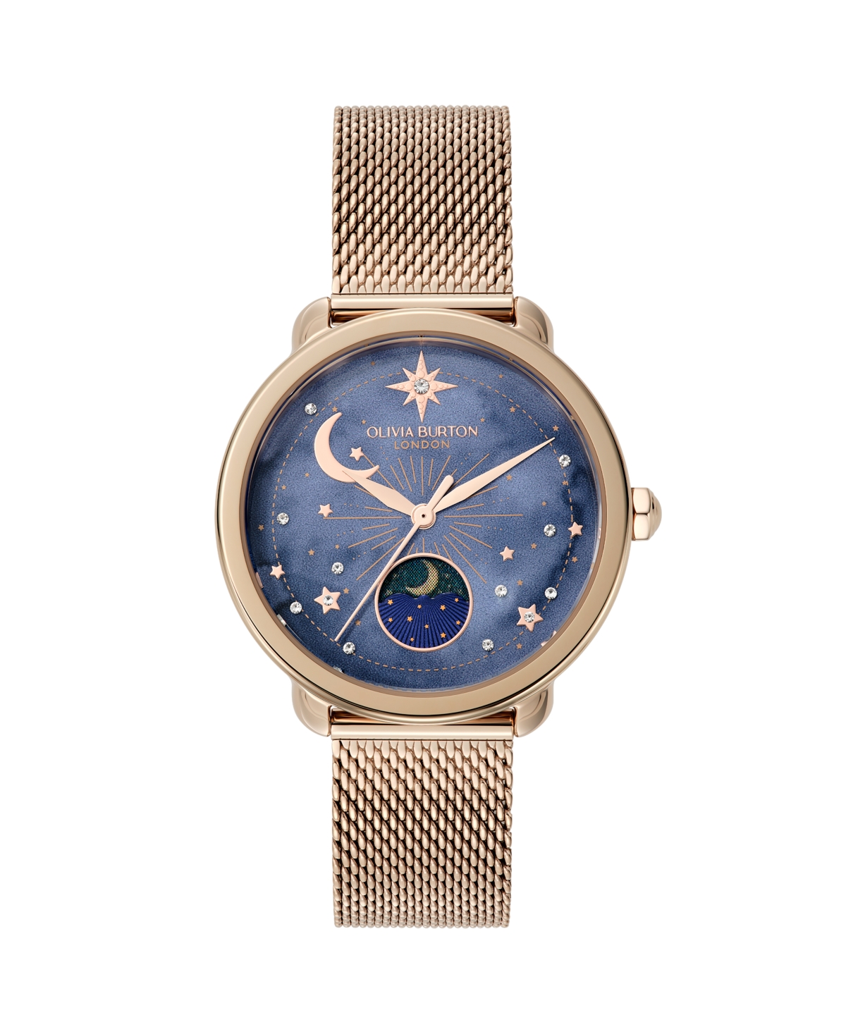 Women's Moonphase Rose Gold Tone Stainless Steel Mesh Bracelet Watch, 34mm - Rose Gold