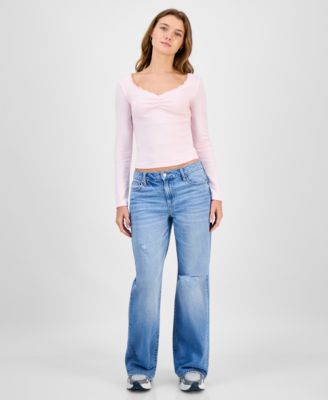 Juniors' Low-Rise Slouchy Flare Jeans 