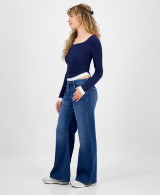 Juniors' Low-Rise Slouchy Flare Jeans 