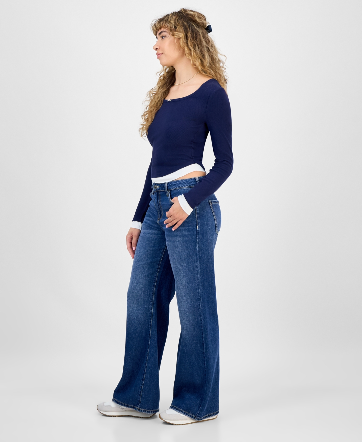 Celebrity Pink Juniors' High-rise Slouchy Flare Jeans In Blue