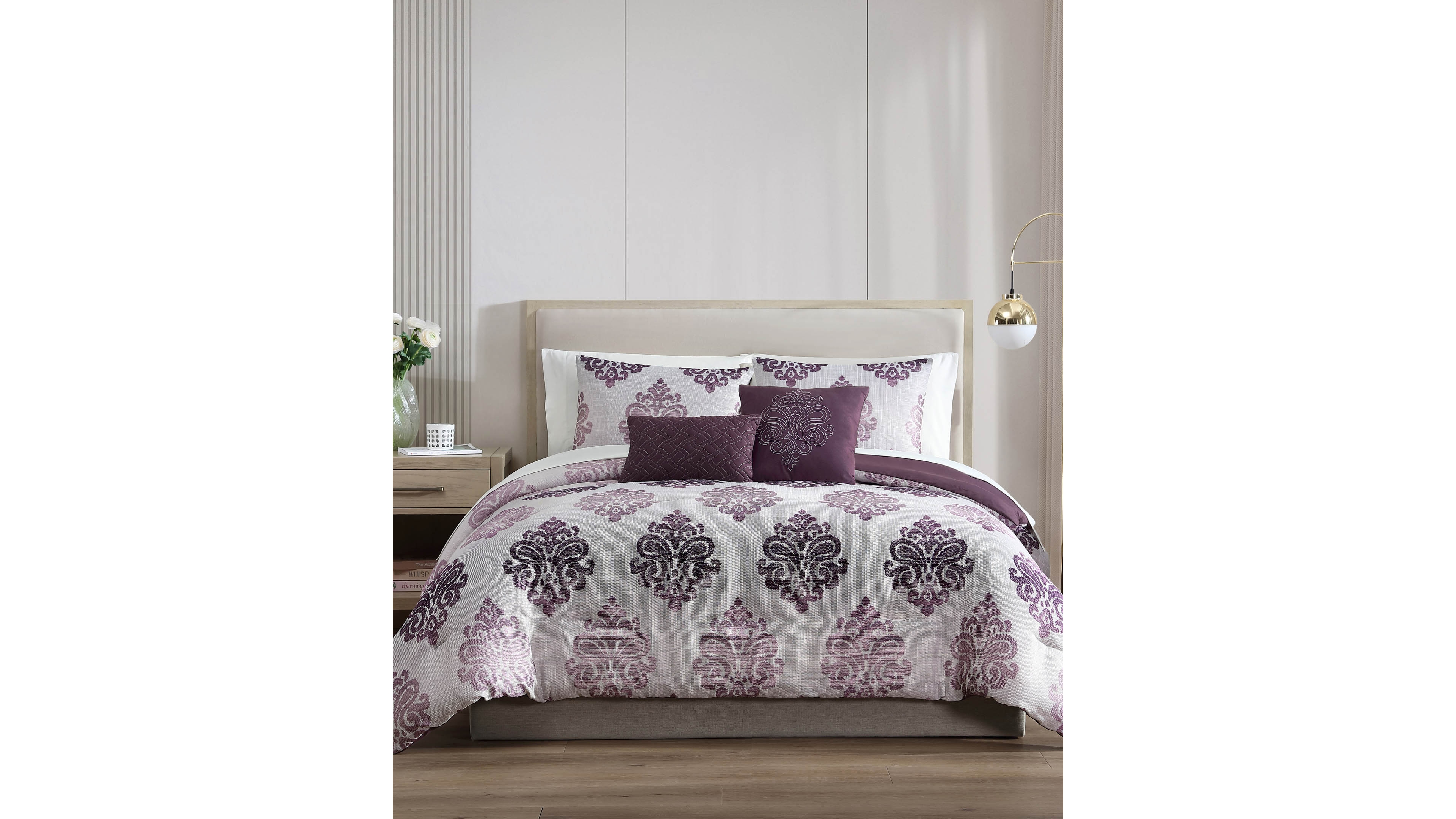 Hallmart Collectibles Morado Damask 9-Pc. Comforter Set, King