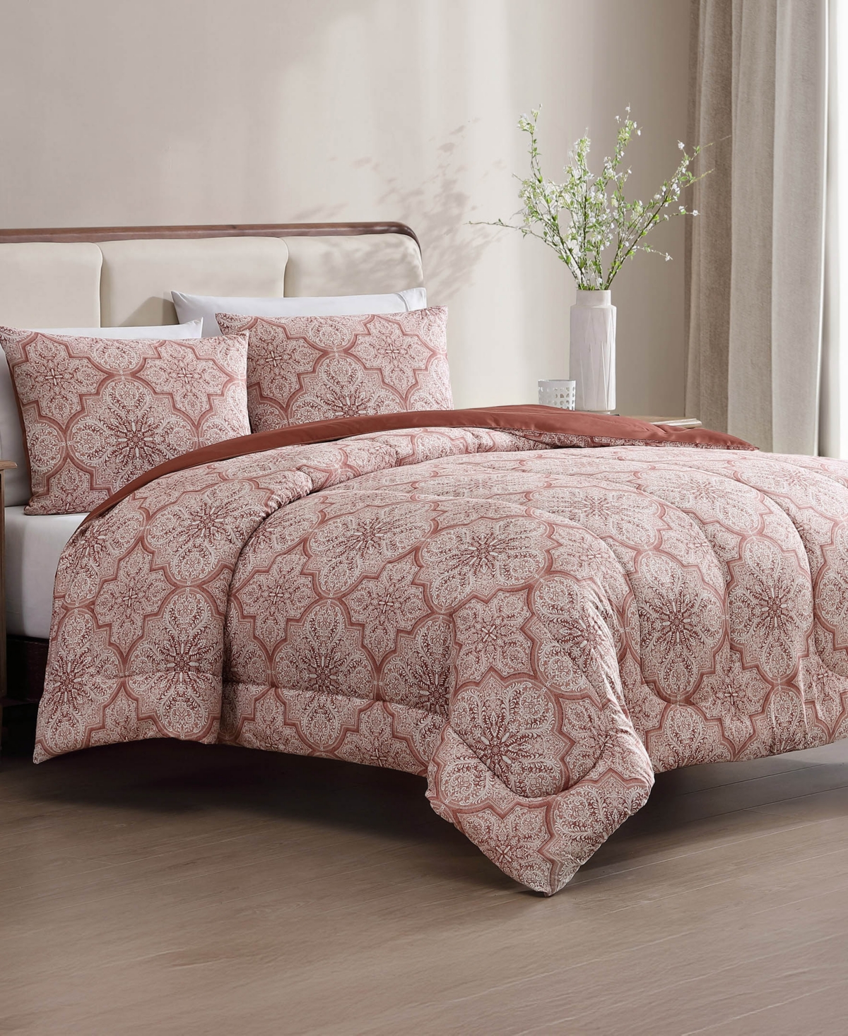 Hallmart Collectibles Faymont Medallion 3-pc. Comforter Set In Pink