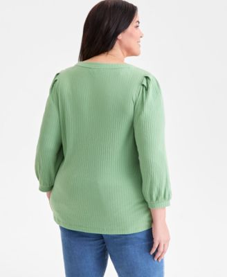 Plus Size Soild 3/4-Sleeve Blouse, Macy's Exclusive