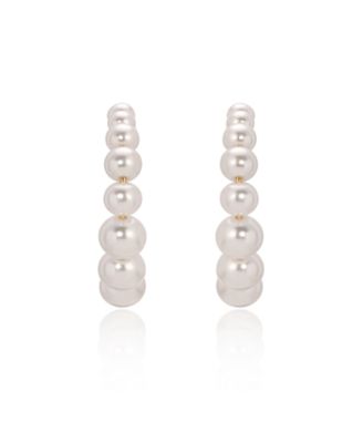 Cultured Pearl Bubble Hoops Earrings