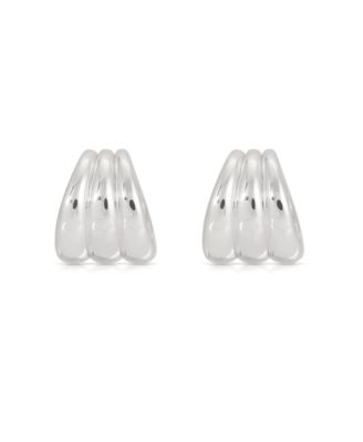 Triple Ribbed Hoops Earrings