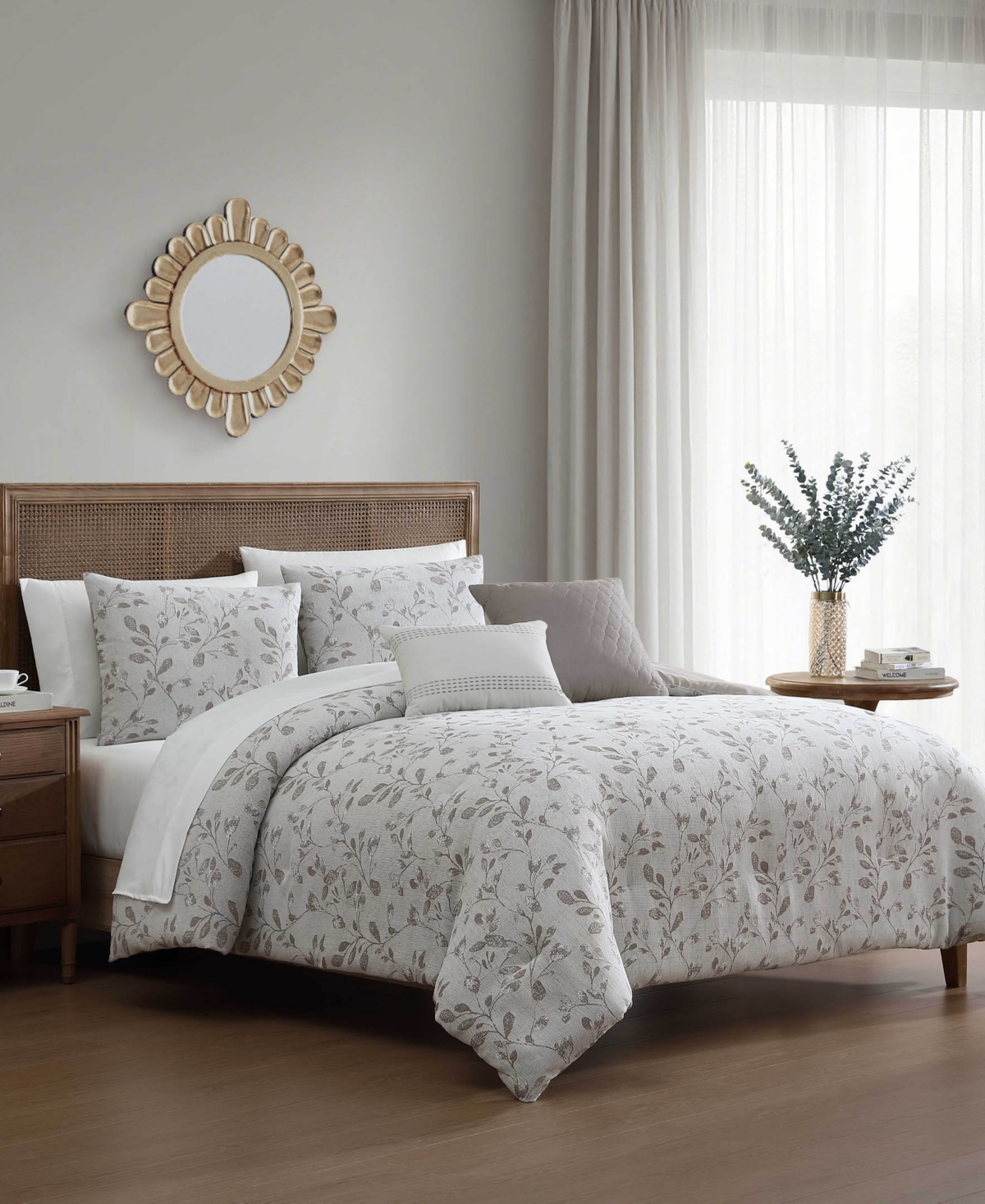 Hallmart Collectibles Lisandra Botanical 9-pc. Comforter Set, King In Sand