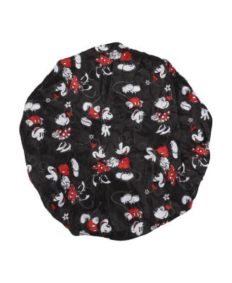 Mickey & Minnie Mouse Women's All-Over Print Black Satin Bonnet