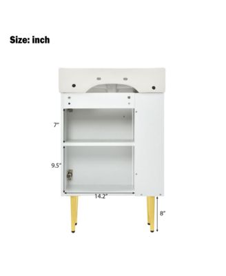 21.6" Bathroom Vanity Combo Cabinet with Single Ceramic Sink and Left Side Storage