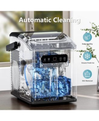 Ice Maker Portable, 26 lbs/day, 9 cubes in 6 mins, Self-Cleaning, Handle, Scoop & Basket, for Home, Kitchen, Camping, RV