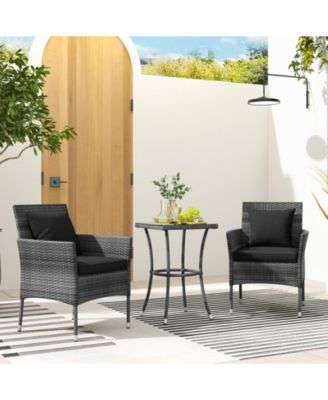 Comfortable 3-Piece Patio Conversation Set with Soft Cushions and Glass-Top Coffee Table for Outdoor Use