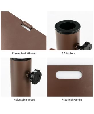 Square Weighted Patio Umbrella Base Stand 50 lbs Outdoor w/ 3 Adapters