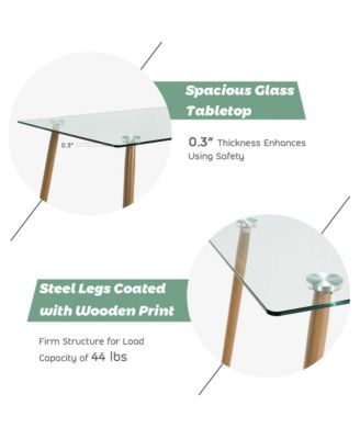 Modern Glass Dining Table Rectangular Dining Room Table W/Metal Legs For Kitchen