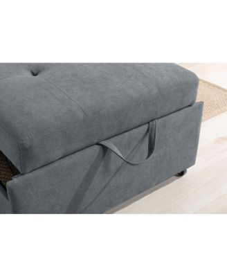 35"W Dark Gray Woven Convertible Armchair