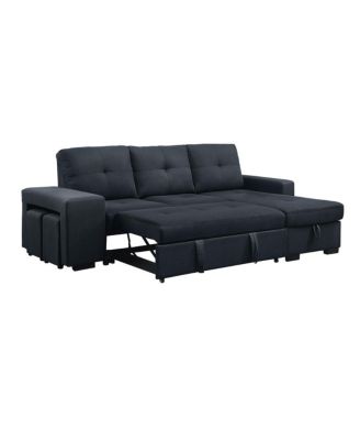 97"W Dark Gray Linen Sleeper Sectional Sofa with Reversible Storage Chaise