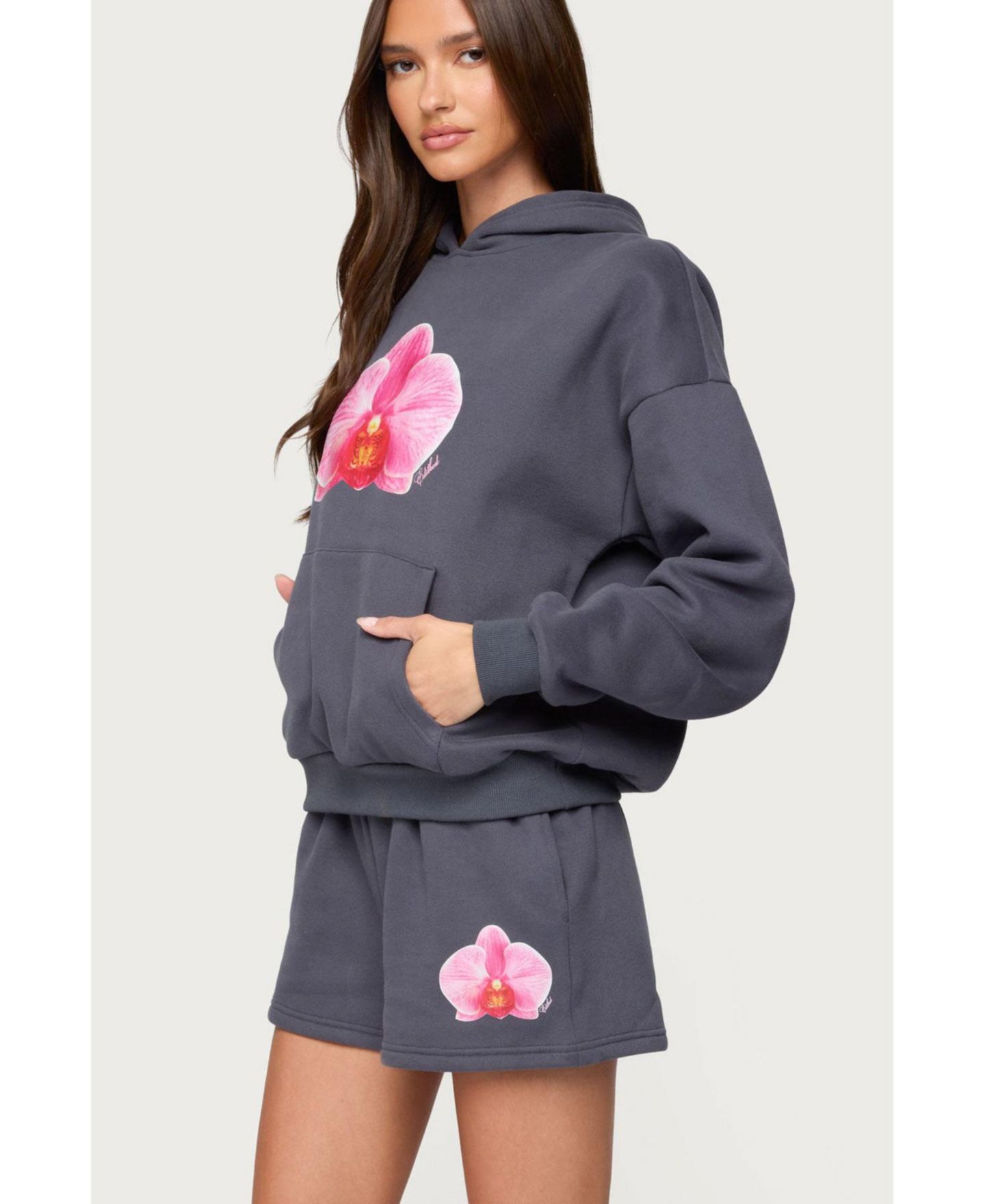 Женское худи Edikted Orchid Babe, цвет: Тёмный серый — фото 2