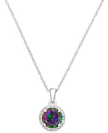 Blue Topaz (1-1/2 ct. t.w.) and Diamond Accent Pendant Necklace in 14k White Gold (Also available in Mystic Topaz, Citrine & Garnet)