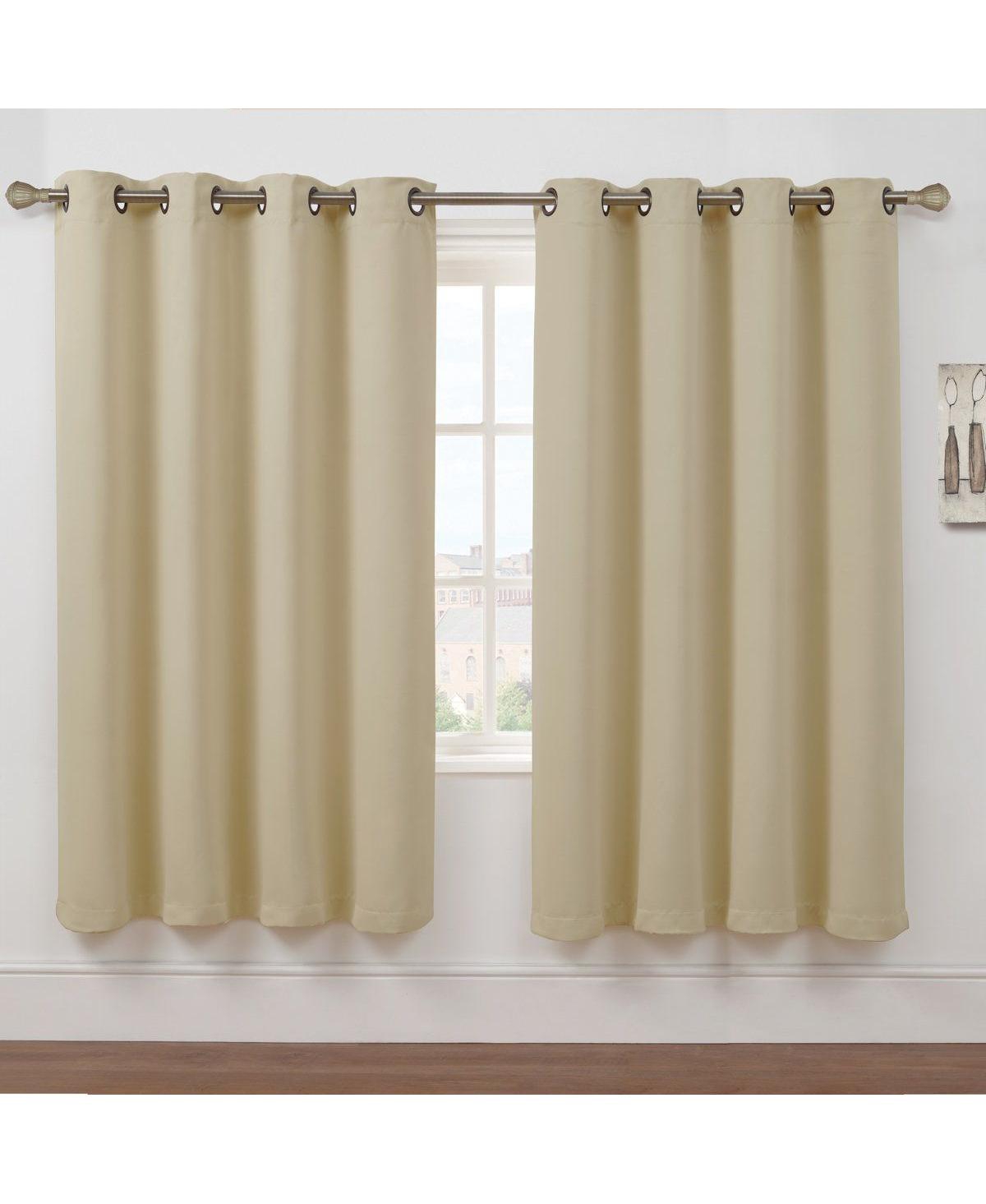Set of 2 Thermal Room Darkening Grommet Top Curtains For Small Windows - Sage green