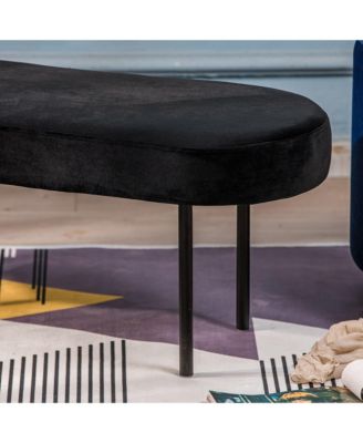 - Metal and Black Velvet Bench Modern Design Style Upholstery Entry