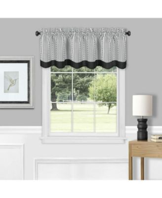 Living Country Farmhouse Striped Window Valance Curtain Treatments - 58 in. W x 14 in. L, Burgundy