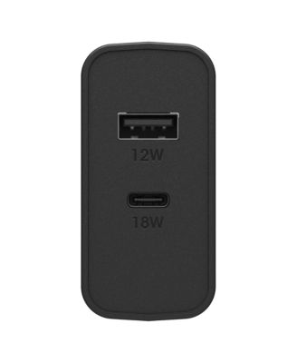 Fast Charge PD USB C and USB A Dual Port Wall Charger 30W-Black