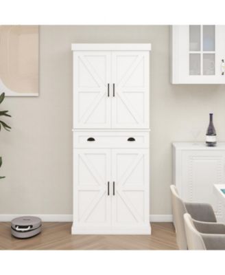 71" Pantry Cabinet with 4 Doors, Drawer and Built-in Racks for Dining Room or Kitchen