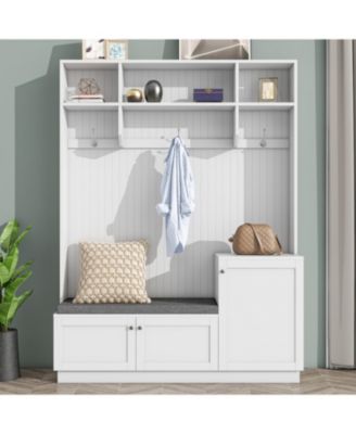 Hall Tree with Bench Cushion Coat Rack