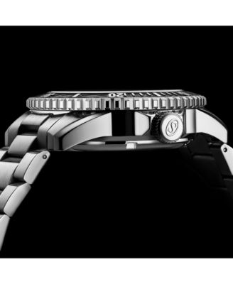 1013 Men s Automatic Watch Swiss Movement Turquoise Dial Gunmetal Bezel Stainless Steel Bracelet 200M Water Resistant Diver Date Window