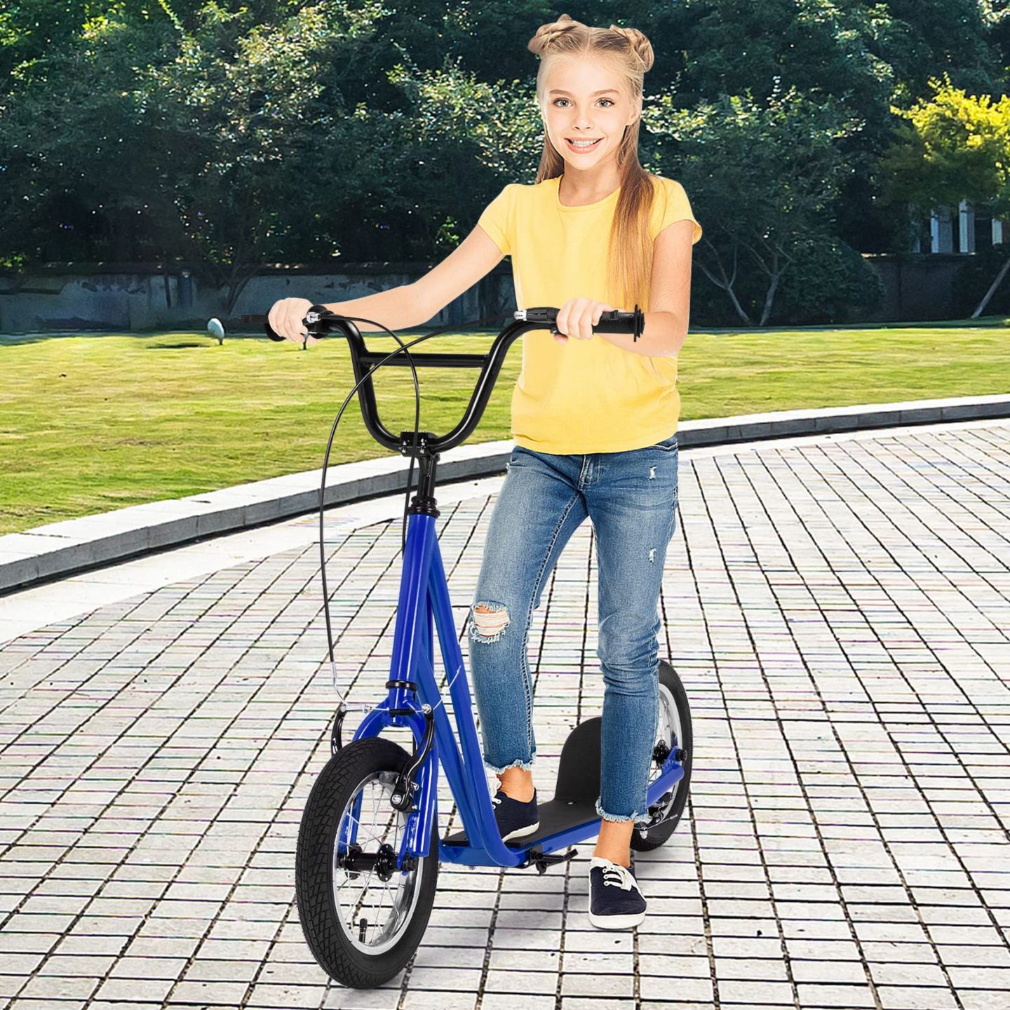 Детская игрушка Hitway 12-Inch Kick Scooter with Dual Handbrakes, 200 Lb Capacity, от 8 лет, цвет: Тёмно-синий — фото 6
