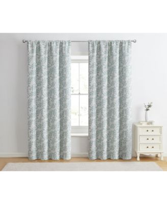 1 Piece Floral Leaf Light Reducing & Thermal Linen Blend Window Curtain Panel - 84 in. Long - Taupe/Beige