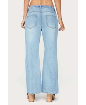 Womens Low Rise Wide Leg Jeans