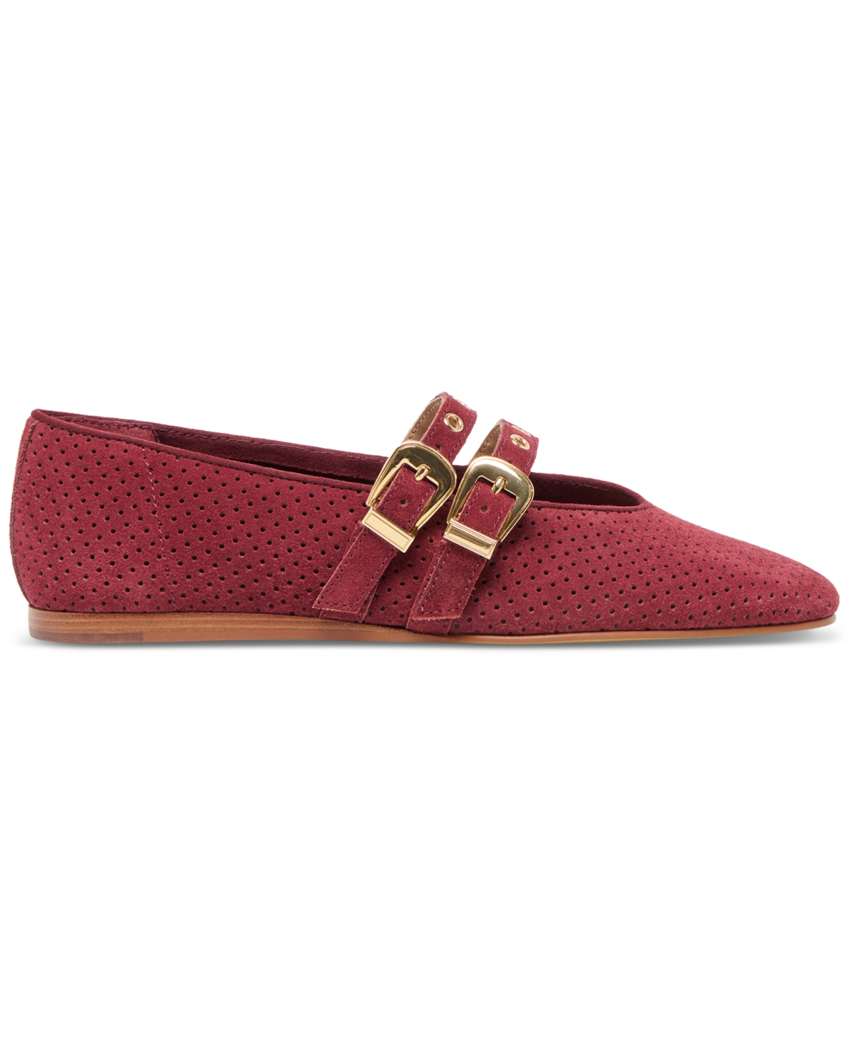Dolce Vita Baylee Grommet Ballet Flats Oxblood Perforated Suede In Red