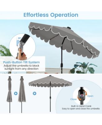 10 FT Solar Patio Umbrella Outdoor Market Sunshade w/ 24 LED