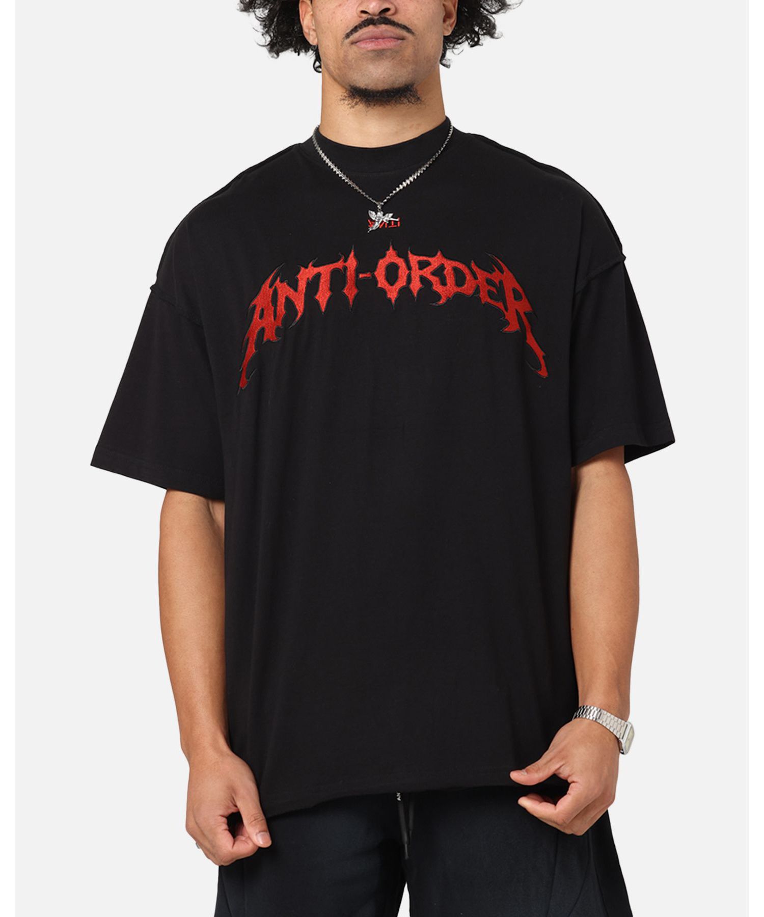 Men's Mosh Non Seam T-Shirt - Black/Red XS