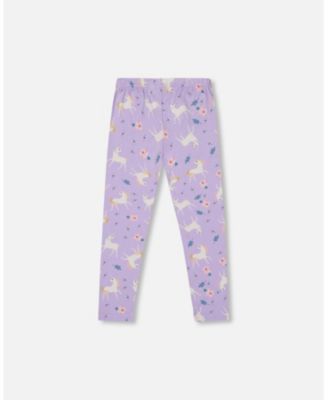 Girl Stretch Jersey Leggings Lilac Unicorn Print - Toddler|Child