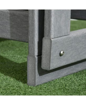 2-Person Outdoor Glider Bench Patio Double Swing Rocking Chair Loveseat w/ Slatted HDPE Frame for Backyard Garden Porch, Light Gray