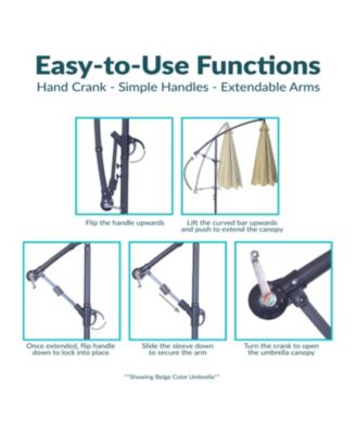 10' Outdoor Steel Offset Cantilever Pool Patio Umbrella with Square Base Set