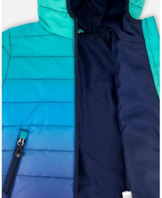 Baby Boy Quilted Mid-Season Jacket Green and Blue Gradient - Baby