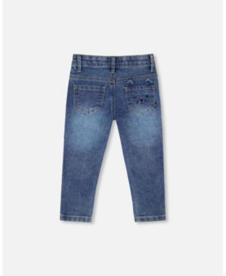 Baby Girls Jeans Blue Denim with Embroideries