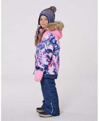 Girl Lined Peruvian Knit Pompom Hat Black and Purple - Toddler|Child