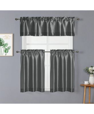 Parisian Living Complete 3 Piece Lightweight Sheer Cafe Kitchen Curtain Tier and Valance Set