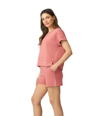 Women's V-Neck Top & High Waisted Short Matching Set