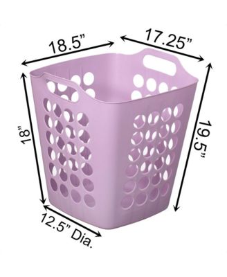 Flexible Plastic Carry Laundry Basket Holder Square Storage Hamper with Side Handles