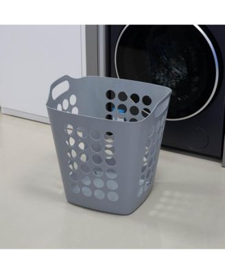 Flexible Plastic Carry Laundry Basket Holder Square Storage Hamper with Side Handles