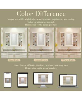 35" x 28" Wall Mounted Medicine Cabinet with Mirror Door and 6 Open Shelves, Modern Storage Unit