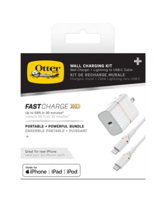 USB C PD Wall Charger 20W and USB C to Apple Lightning Cable 1m-White