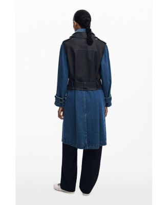 Women's Detachable denim trench coat