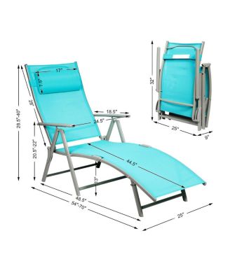 2PCS Outdoor Folding Chaise Lounge Chair w/Cushion