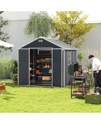 8x8 Resin Storage Shed - Waterproof, UV Proof, Dark Gray