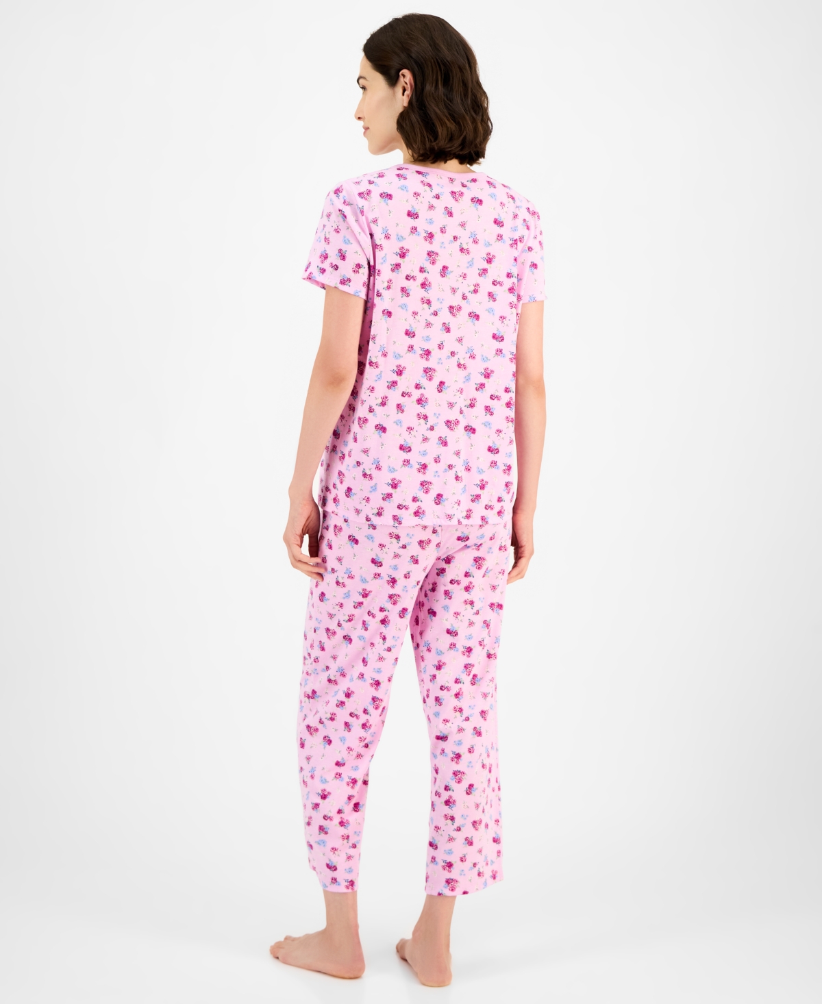 Charter Club Women's 2-pc. Cotton Printed Cropped Pajamas Set, Created For Macy's In Multi